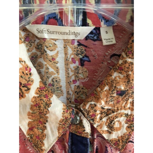 Soft Surrounding Brynn Tunic Blouse Womens Size S Silk Boho Indie Velvet Trim - Picture 12 of 16